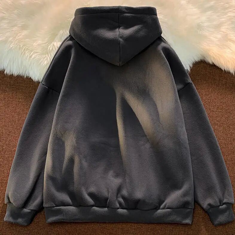 Áo Hoodie Dáng Rộng In Chữ Phong Cách Retro Mỹ Thời Trang Thu Đông Dành Cho Nam Nữ