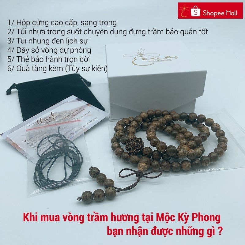 Vòng Trầm Hương Mix Charm Hoa Sen 🪵FREESHIP🪵 Vòng Tay 108 Hạt, 216 Hạt Đủ Size Nam Nữ, Vòng Trầm 4li, 6li, 8li, 10li