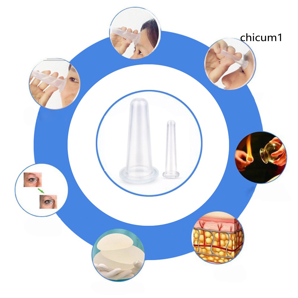 (Hàng Mới Về) Set 4 Cốc Mát Xa Cơ Thể Bằng Silicon Tự Nhiên Chống Cellulite