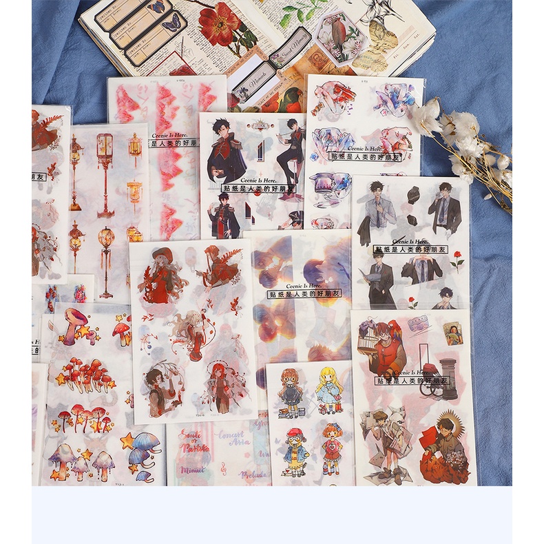 Bộ 6 Miếng Dán Trang Trí Sổ Tay Hình Nhân Vật Hoạt Hình Dễ Thương TZ-RWZJ6