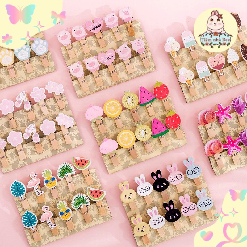 Set 10 Kẹp gỗ treo ảnh, ghi nhớ, treo bảng tặng kèm dây cối │10 kẹp│Xem thêm ở phần MÔ TẢ SẢN PHẨM
