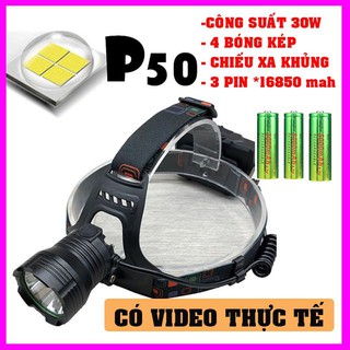 (vua siêu sáng)Đèn Pin Đội Đầu Siêu Sáng chiếu xa 1km, 3 pin nên dùng thời gian lâu hơn