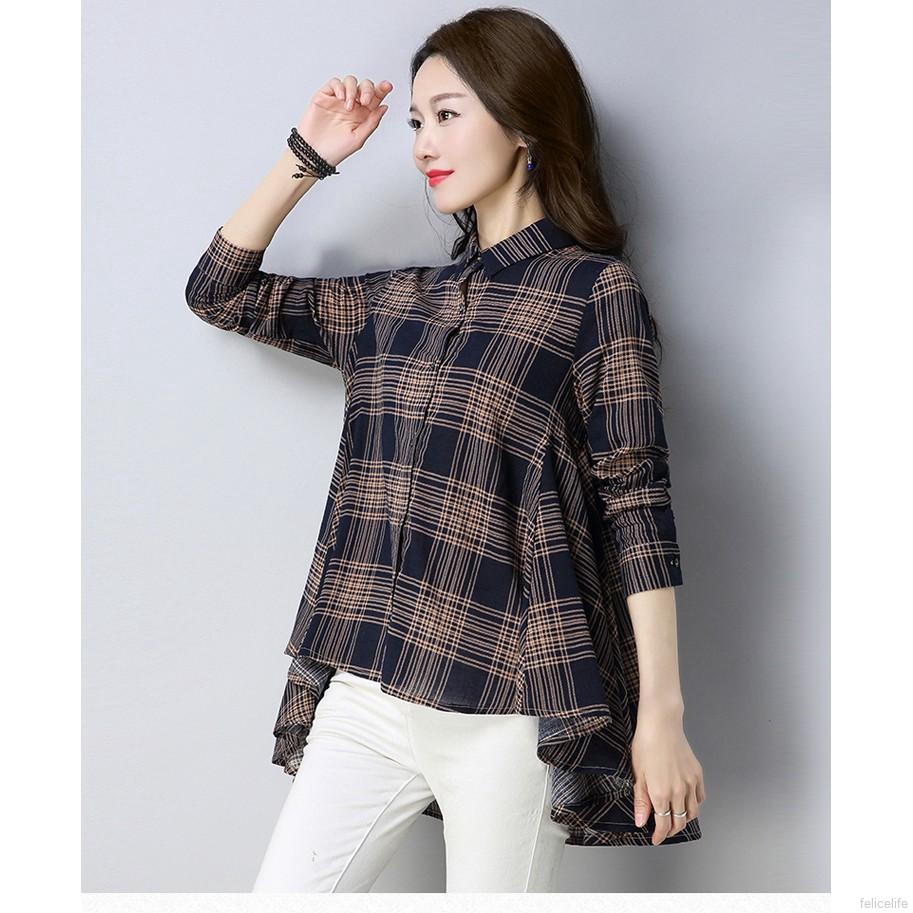 Áo sơ mi ca rô form rộng phong cách trẻ trung năng động dành cho nữ