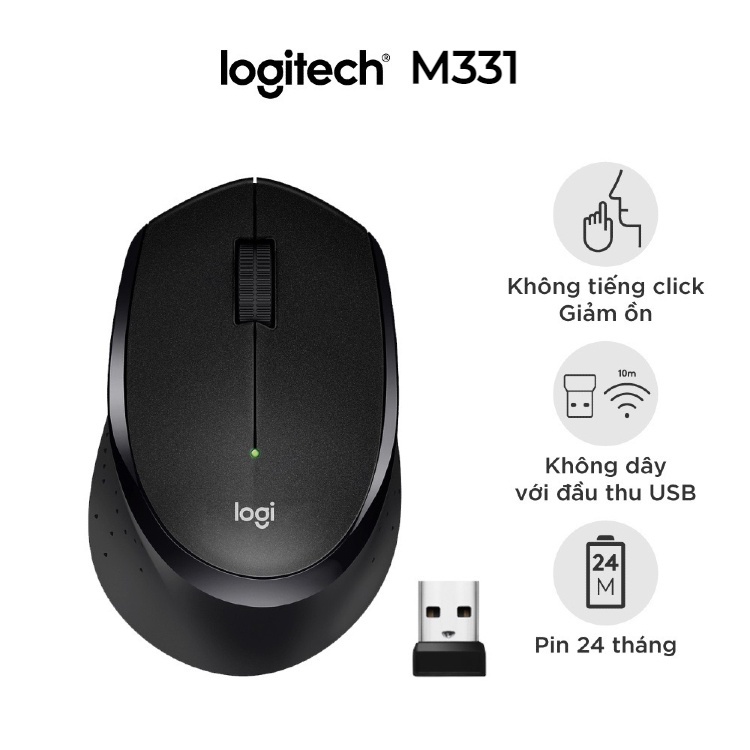 Chuột máy tính không dây Logitech Silent M331 Plus - Bảo hành chính hãng 12 tháng