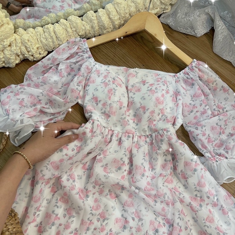 ĐẦM BABYDOLL HOA TAY BỒNG