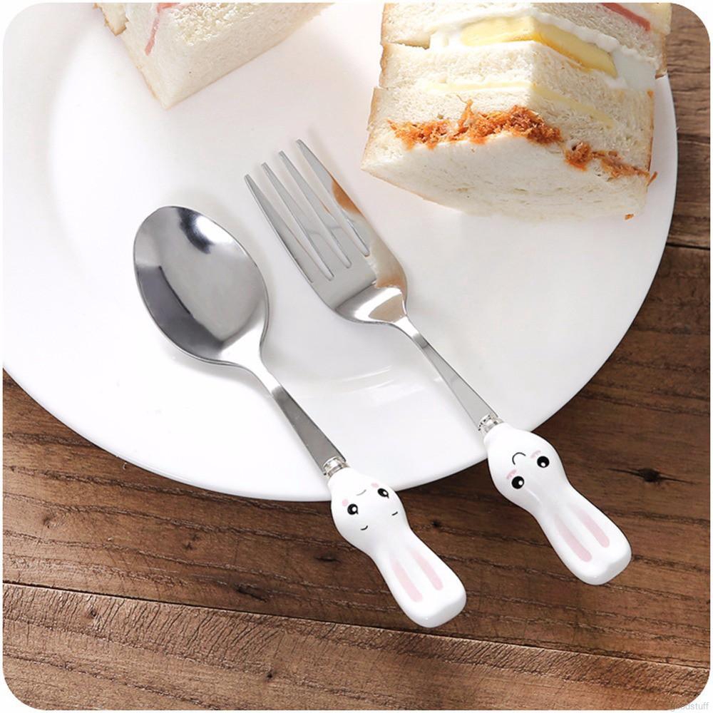 1pc Bộ muỗng nĩa hình thỏ và cà rốt cho bé