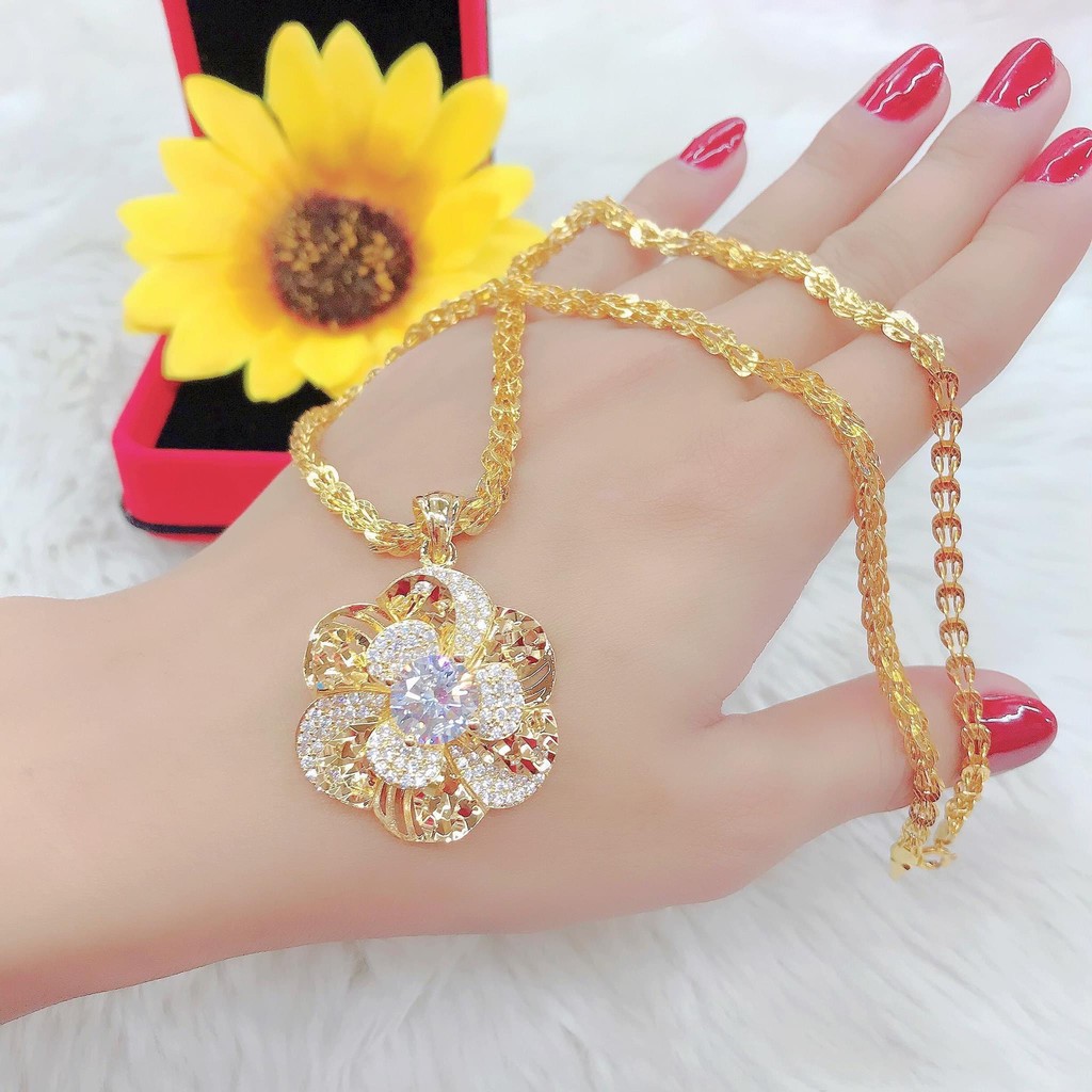 Dây chuyền hoa mai nữ mạ vàng 24k HM Jewelry cao cấp