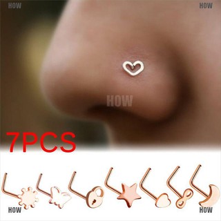 Set 7 Khuyên Mũi Hình Ngôi Sao / Trái Tim Thời Trang Cho Nữ