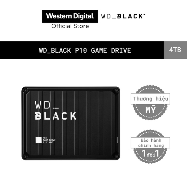 Ổ cứng di động Western Digital WD BLACK P10 Game Drive 2.5" USB 3.2 4TB - WDBA3A0040BBK