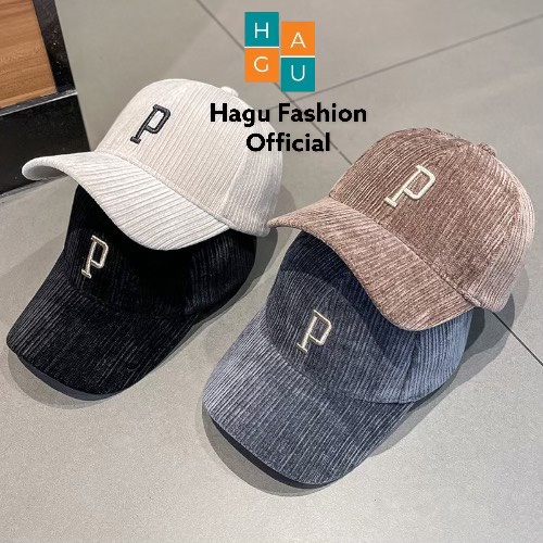 Mũ lưỡi trai Nón kết Nhung cao cấp thêu chữ P Hagu Fashion phong cách Ulzzang form unisex nam nữ