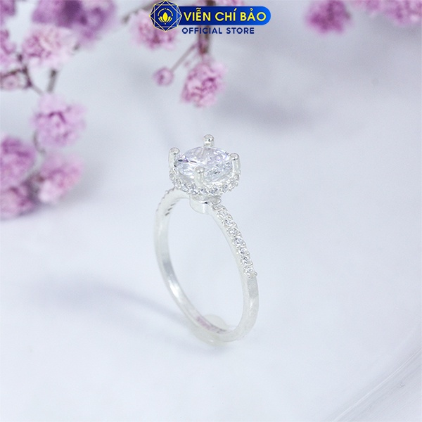 Nhẫn bạc nữ đá tròn chất liệu bạc S925 thời trang phụ kiện trang sức nữ trẻ trung Viễn Chí Bảo N400400x