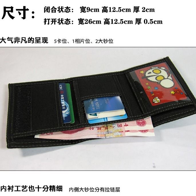 Ví Gấp Ba Khúc Vải canvas Siêu Mỏng Có Khóa Kéo Phong Cách Thể Thao Cho Nam