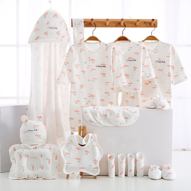 Set đồ sơ sinh quà tặng cho bé 18-22 chi tiết coton có hộp sang chảnh