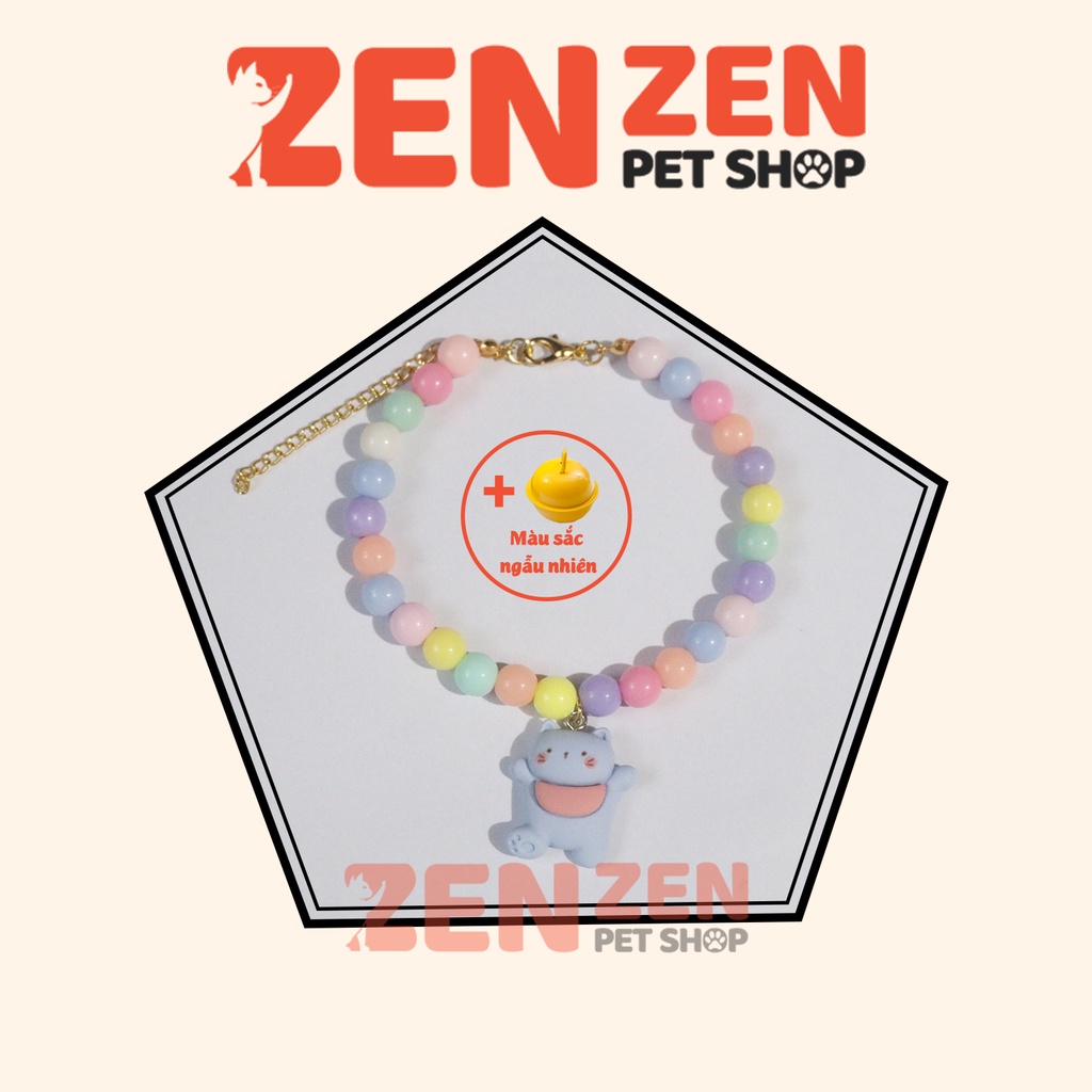 Vòng cổ cho chó mèo - Hạt chuỗi màu Pastel có Charm siêu dễ thương - tặng kèm chuông - Zen Zen Pet Shop