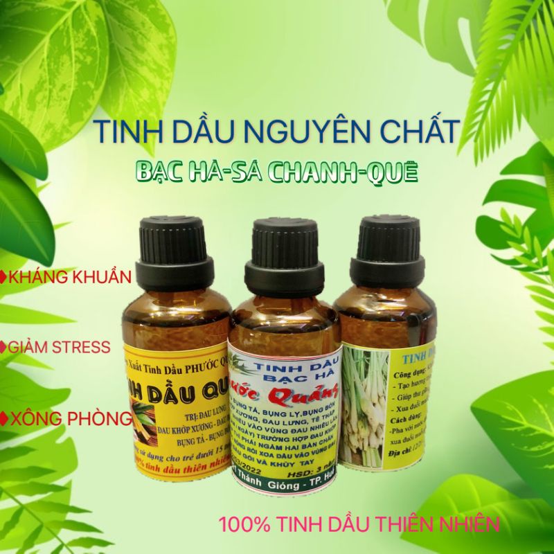 combo 3 chai tinh dầu sả chanh, bạc hà, quế 50ml