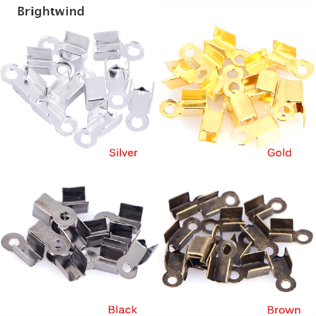 [Brightwind] 100PCS End Caps Clasps Leather Cord Crimp Bead Connectors DIY Jewelry Findings Hot Sell