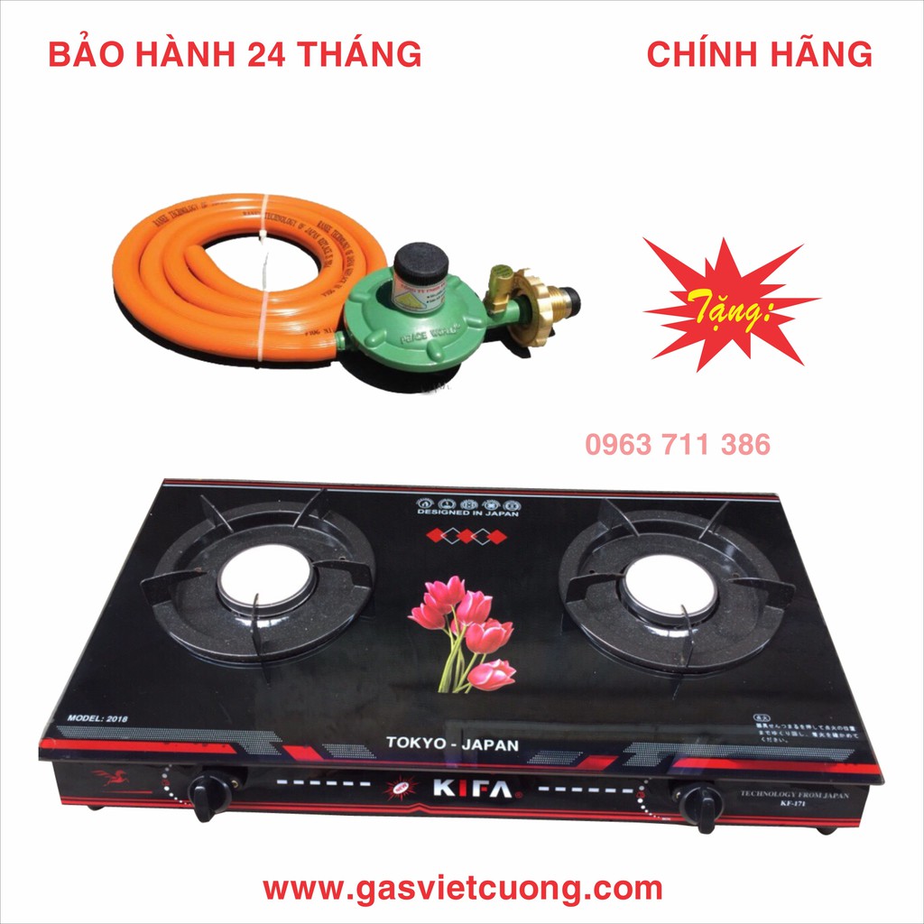 Bếp ga đôi hồng ngoại KIFA + 1 bộ van dây ngắt gas tự động