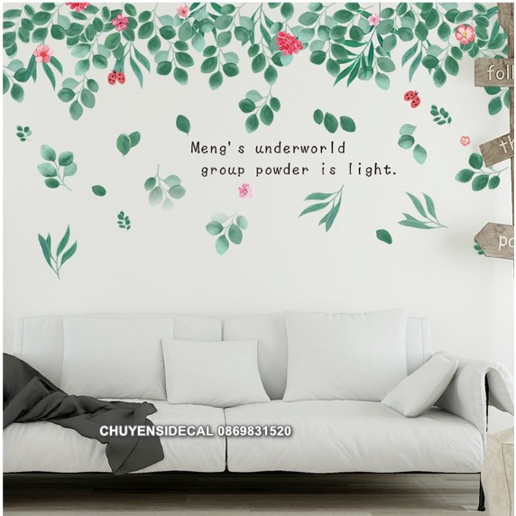 Decal dán tường - Lá Trần nhà hoạt tiết nhạt
