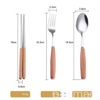 BỘ ĐŨA THÌA DĨA INOX CÁN GỖ LÚA MẠCH - [shopgiadunguytin24h]