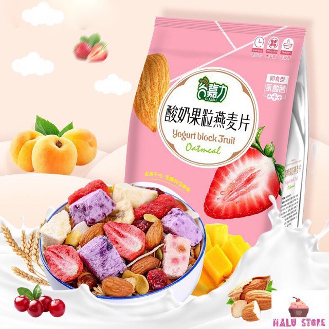 NGŨ CỐC ĂN KIÊNG SỮA CHUA MIX HẠT, HOA QUẢ