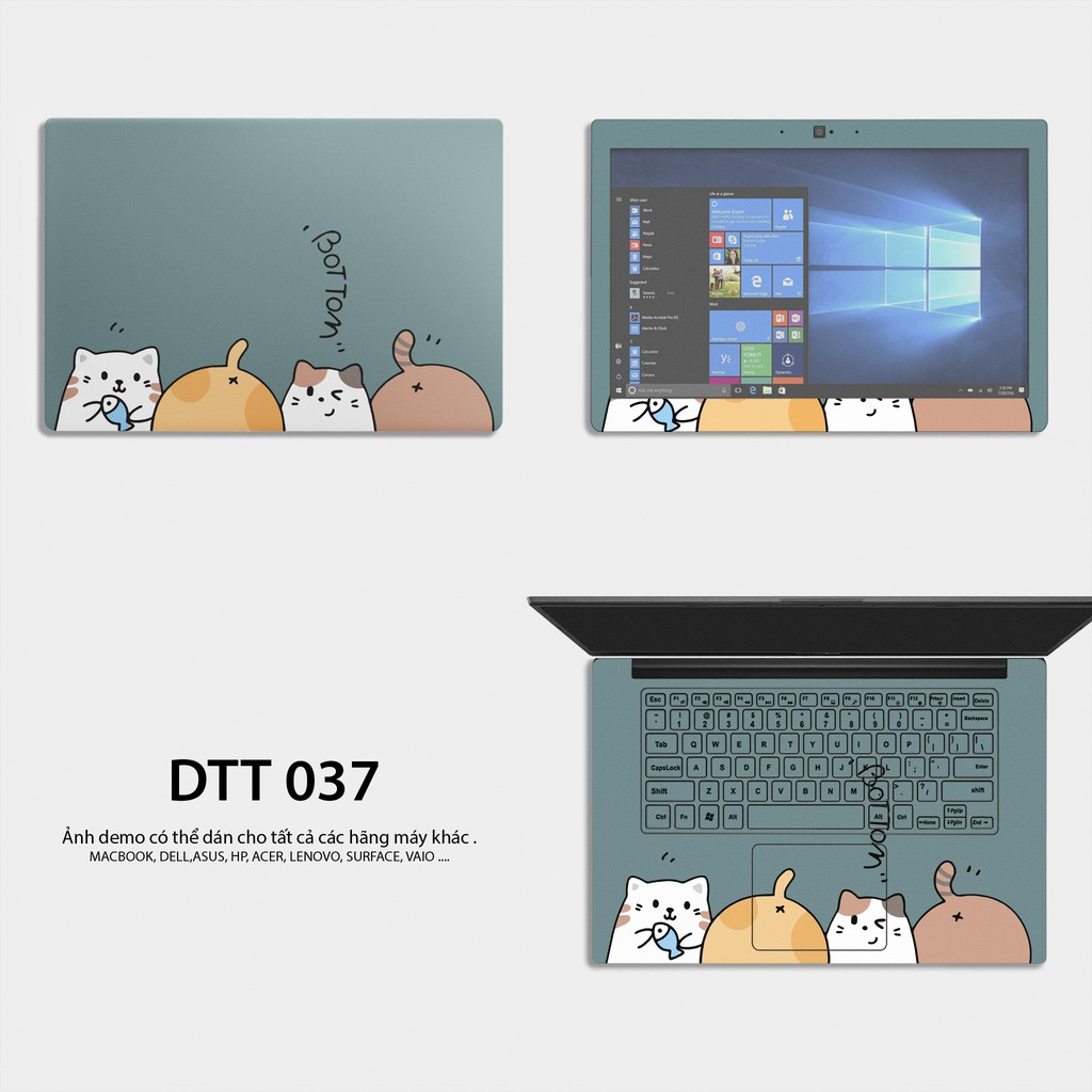 Miếng Dán Skin Laptop Mẫu 4 Chú Mèo - Decal Dán có cho Dell, Hp, Asus, Lenovo, Acer, MSI, Surface,Vaio, Macbook