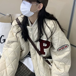 Áo khoác bóng chày vải cotton dáng rộng phong cách Hàn Quốc thời trang mùa đông cho nữ 2021