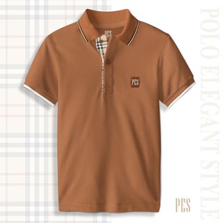 Áo thun polo cổ burberry màu nâu điểm nhấn cho phong cách đàn ông lịch lãm