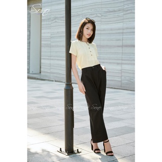 Sono - Áo sơ mi kiểu linen phối ren ngực