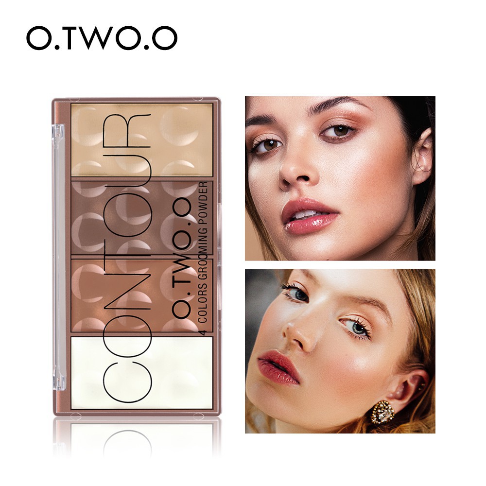 O.TWO.O 4 Colors Grooming Powder Contour Bronzer Blusher Kit Bộ trang điểm