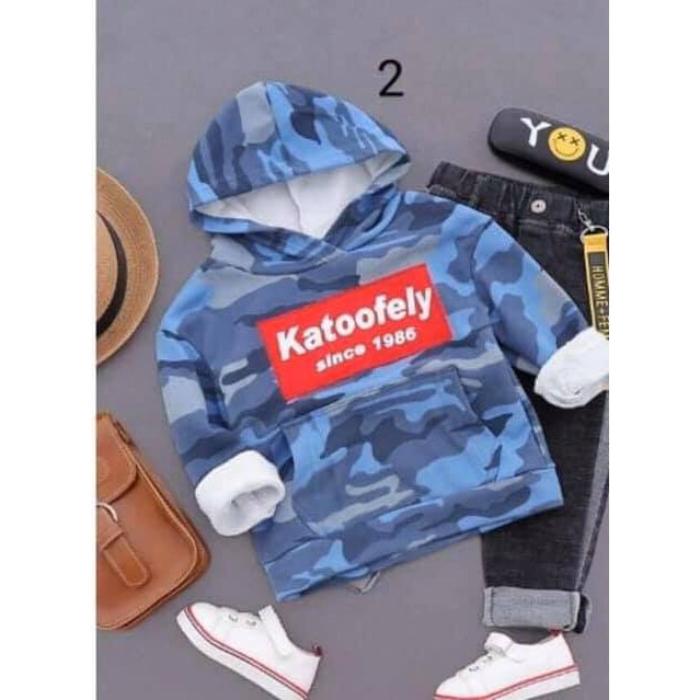 Áo nỉ da cá hoddie rằn ri bé trai