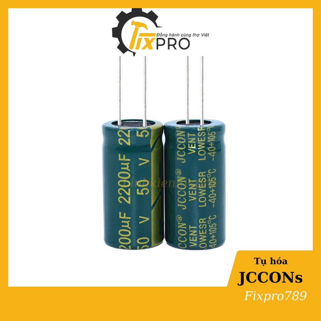 Tụ hóa 50V 2200UF 16X30mm chính hãng JCCONs tần số cao màu xanh