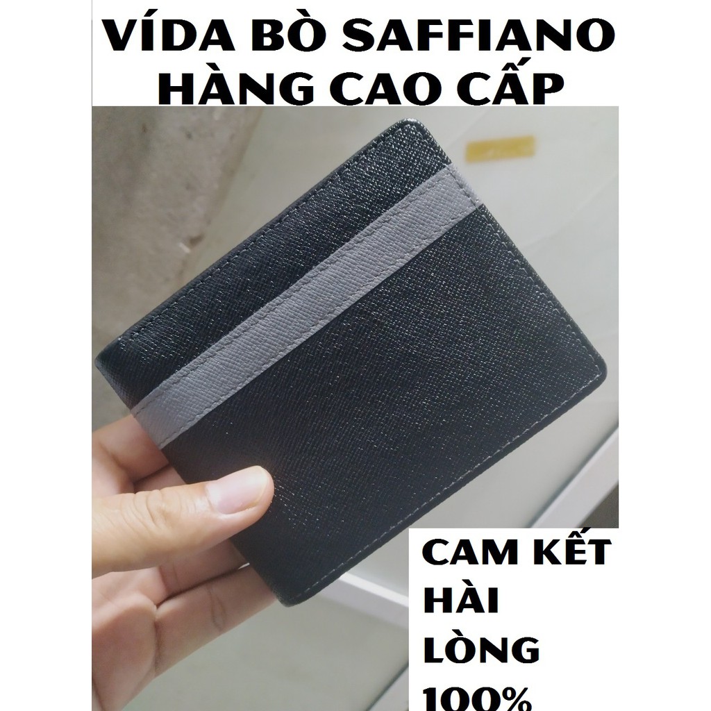 Ví Da Nam Cao Cấp Da Bò Saffiano- Kèm hộp đựng sang trọng