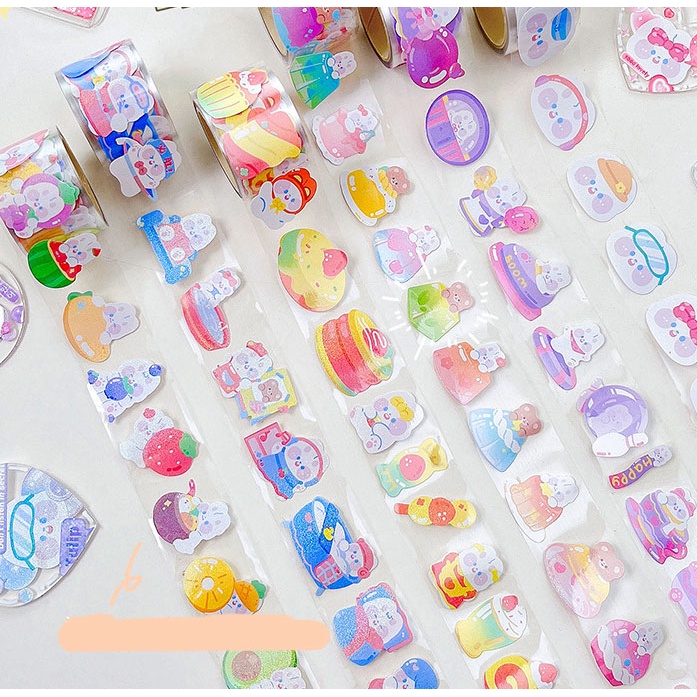 Set Sticker 100 Miếng Dạng Cuộn Băng Keo Washi