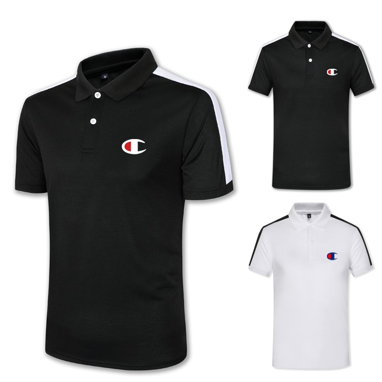 Áo Thun Polo Tay Ngắn Màu Trơn Thoáng Khí In Chữ Champion Thời Trang Mùa Hè Cho Nam Size S-3xl