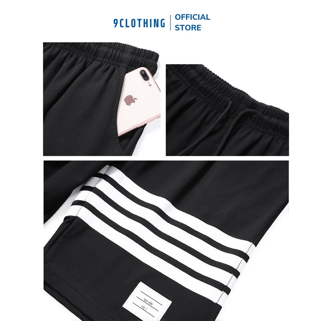 Quần đùi nam dáng thể thao Quần short nam 3 sọc chất liệu co giãn thoáng mát mùa hè hàng order nội địa 9CLOTHING