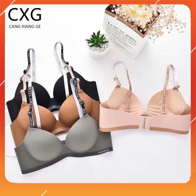 Áo lót nữ su đúc trơn không gọng nâng ngực phối viền dây chữ, chip A7350