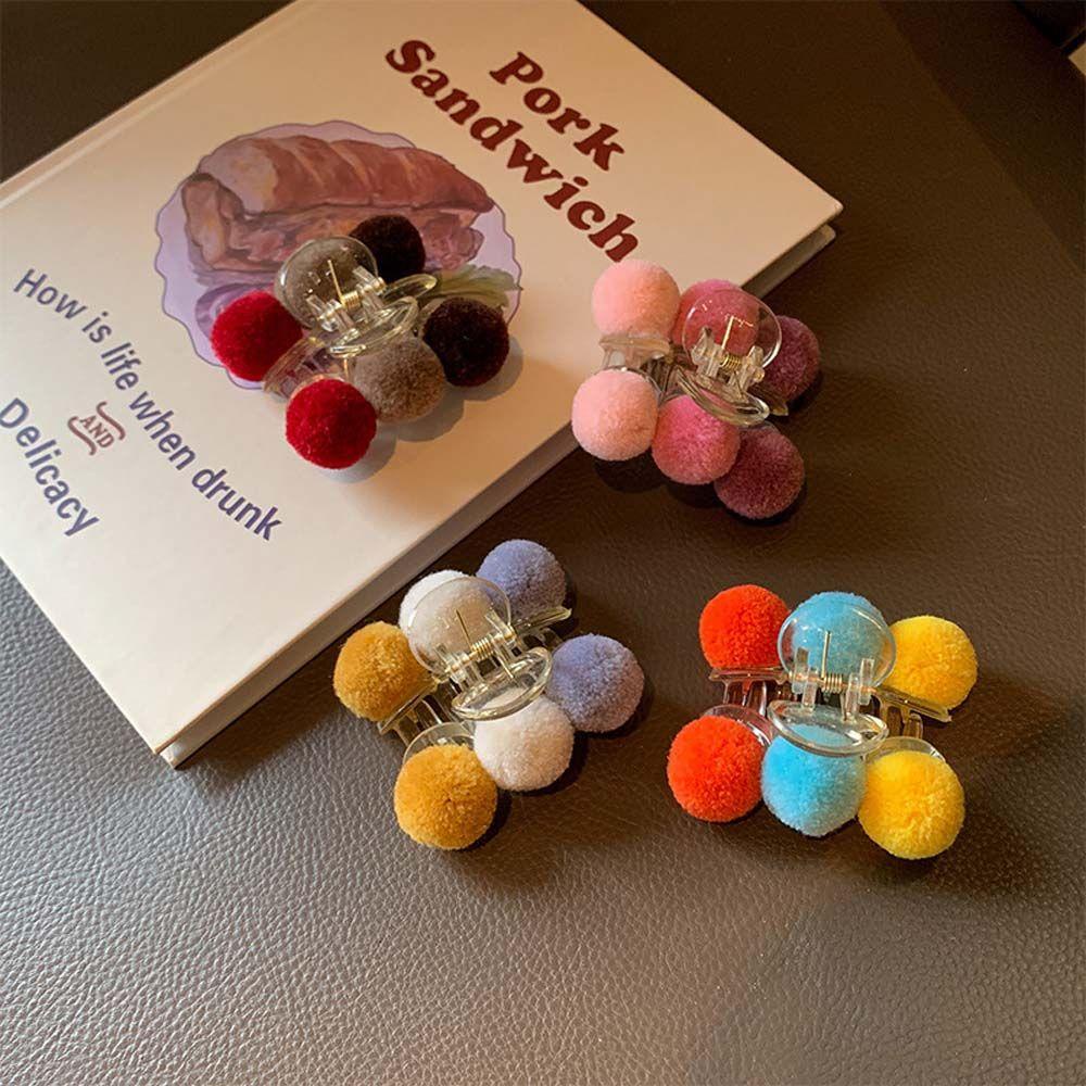 Kẹp Tóc Đính Quả Bông Nhiều Màu Sắc Ngọt Ngào Thanh Lịch Cho Nữ