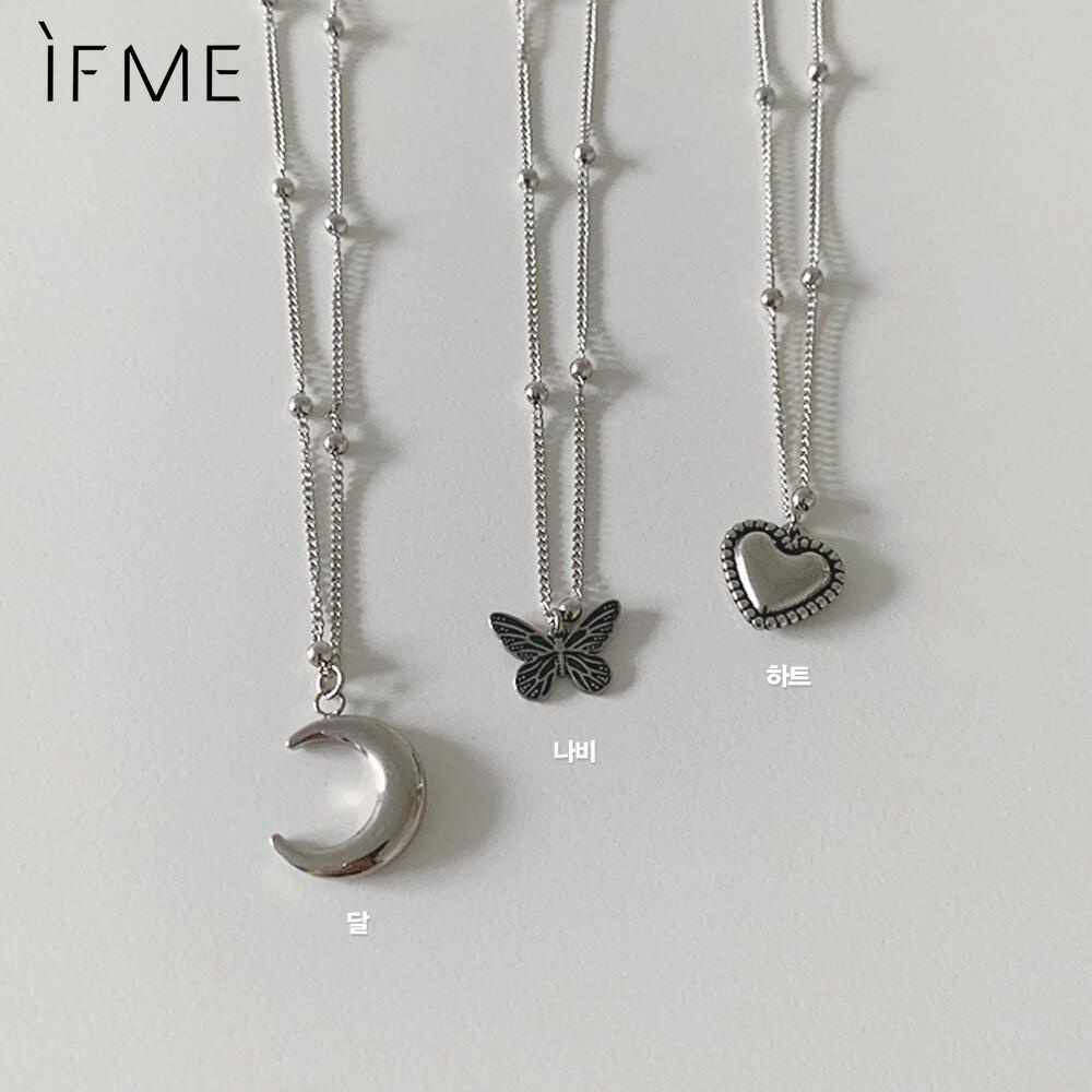IF ME  Set 3 vòng cổ mặt hình trái tim / bướm / trăng khuyết ngọt ngào đơn giản thời trang cho nữ