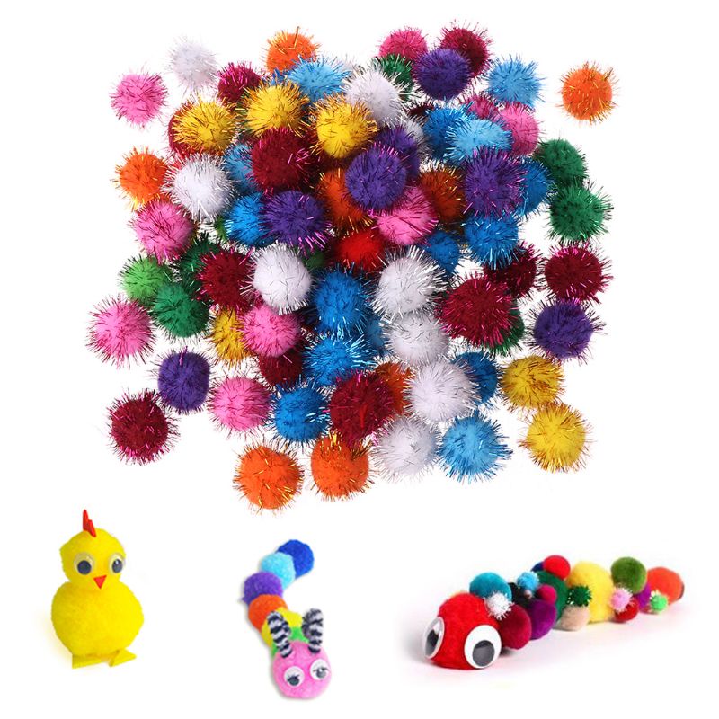 Set 100 Quả Cầu Lông Xù Mini 30mm Mềm Mại Làm Đồ Chơi Thủ Công Cho Bé