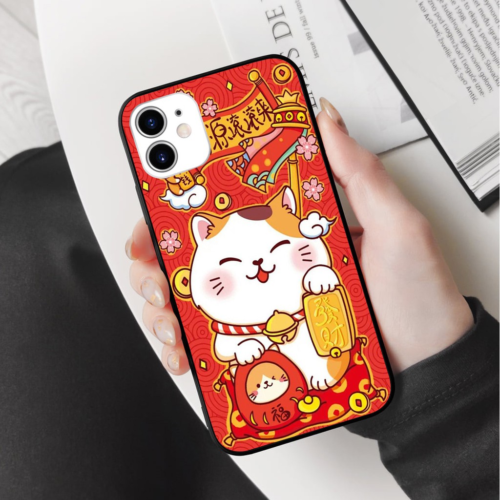 ⚡Ốp Mèo Thần Tài vui vẻ ⚡ốp màu đỏ may mắn tài lộc ⚡ iphone 6s/6/7/8 plus/x/xr/xs max/11/11 pro max/12/12 promax MEO0004