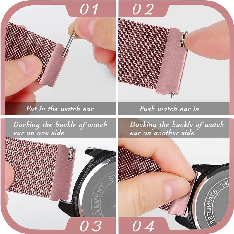 Dây Đeo 20 22mm Cho Samsung Watch Active 2 40/44mm Galaxy 3/4 Classic 45/42mm Gear S3 HUAWEI GT Milanese