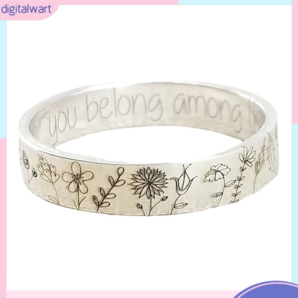 Nhẫn Hợp Kim Khắc Chữ Và Hoa Bồ Công Anh Thời Trang