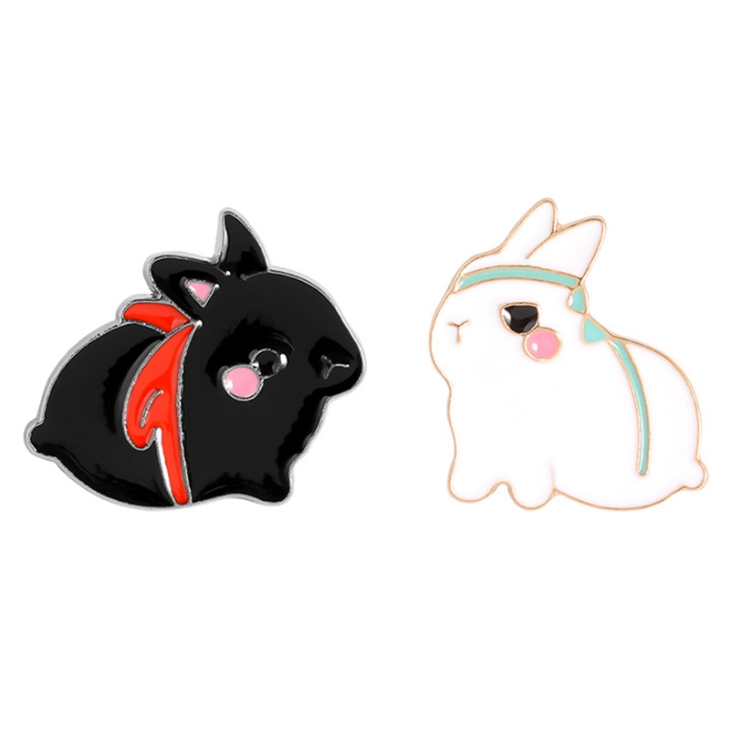 Ghim Cài Áo Hình Thỏ Trắng Đen Đáng Yêu