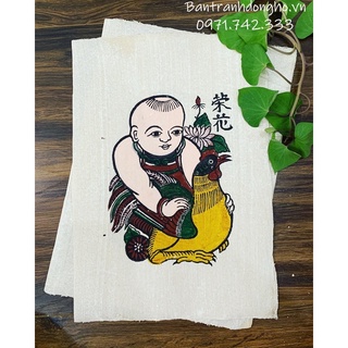 Tranh đông hồ Vinh hoa - Em bé ôm gà
