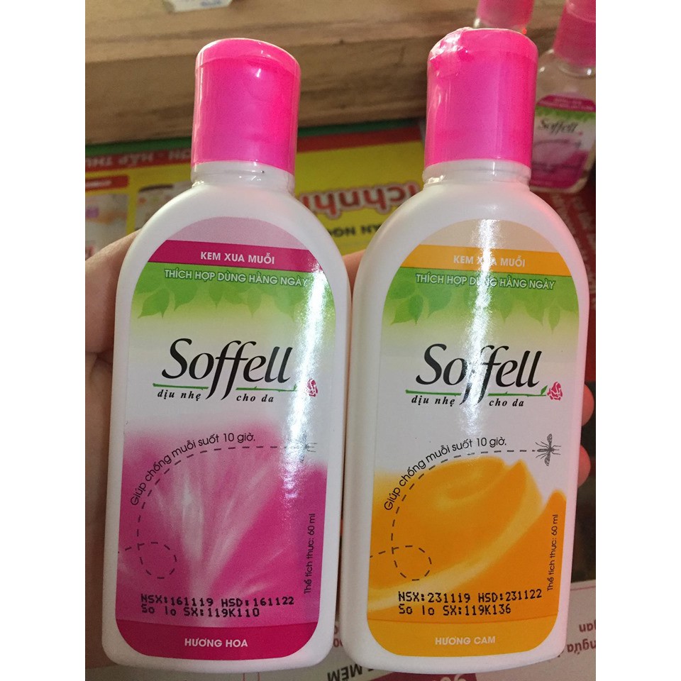 Kem xua muỗi Soffell hương cam, hương hoa 60ml