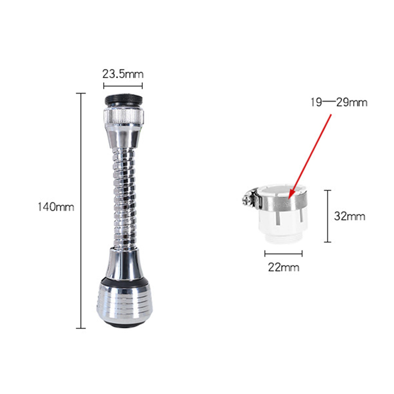 Vòi Lọc Tiết Kiệm Nước Xoay 360 Độ Bằng Thép Không Gỉ