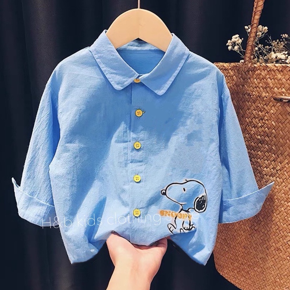 TẾT 2024: Bộ quần áo, Sét ÁO SƠ MI ĐŨI CARA + QUẦN BÒ, JEAN CARTER'S in chó SNOOPY dài bé trai 12-26kg