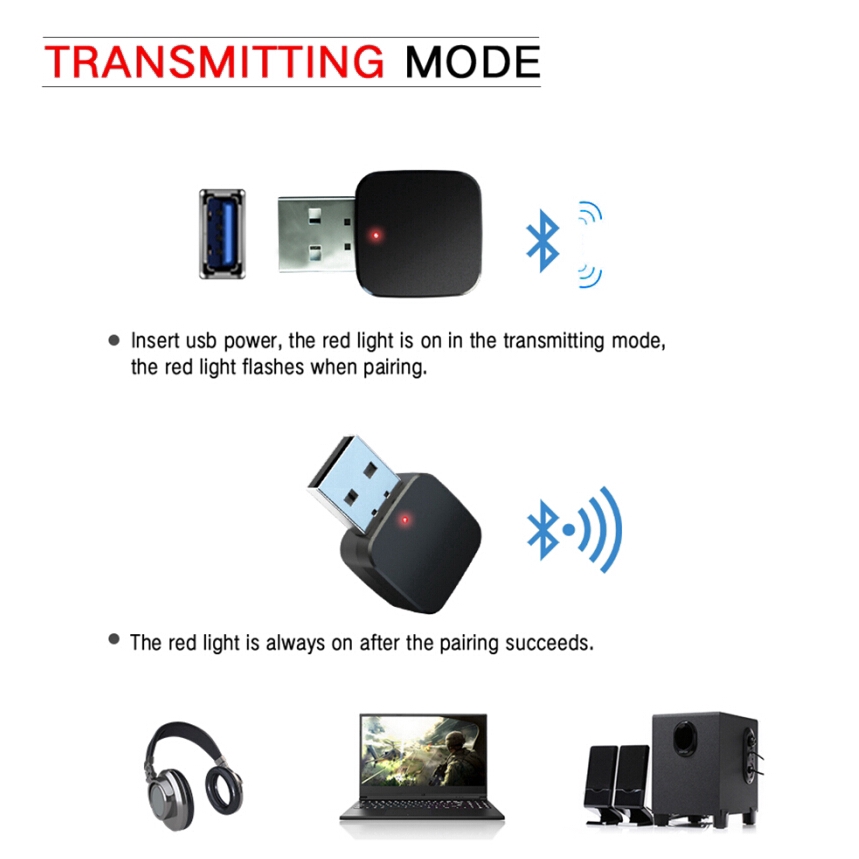 2 in 1 USB Bluetooth 5.0 Transmitter 3.5mm Audio Music Receiver Adapter Car Kit