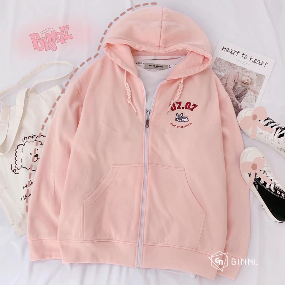 ÁO KHOÁC NỈ ZIP PUPPY 77 [CÓ SIZE - HỒNG CAM] - GINNI