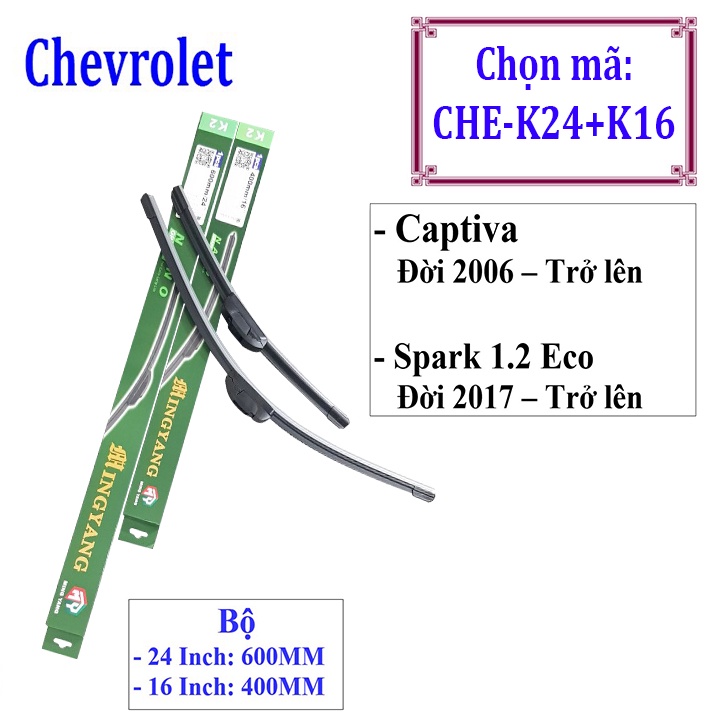 [BH 1 NĂM] Bộ 2 thanh gạt nước mưa ô tô xe Chevrolet, Daewoo: Cruze-Aveo-Captiva-Trax-Spark-Lacetti-Gentra-Lanos-Matiz..